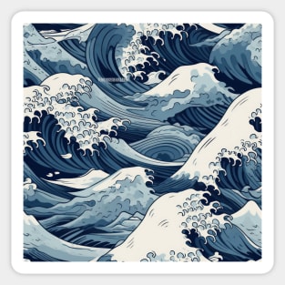 Ephemeral Crests: Hokusai Waves Reimagined Sticker